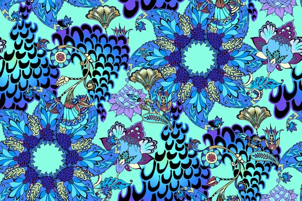Fantastische Blumen Und Paisley Nahtloses Muster Vektorillustration Geeignet Für Stoff — Stockvektor