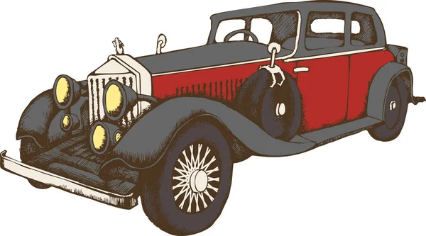 Eski Model Araba Şlemeli Stil Vektör Illüstrasyonu — Stok Vektör