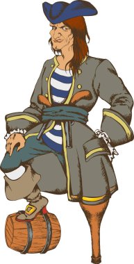 18. yüzyılın korsanı. İşlemeli stil. Vektör illüstrasyonu