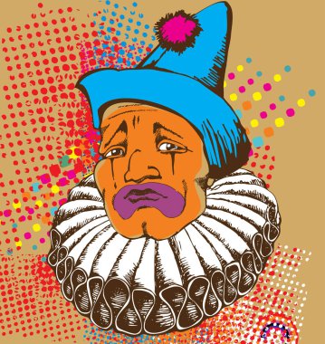 Üzgün palyaçonun tasarımı. Kısa, çanta, poster için Avialib