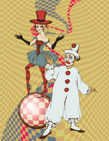 Compagnie Des Clowns Design Inspiré Vieux Cirque Convient Pour Affiches — Image vectorielle