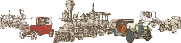 Modello Treno Epoca Altri Oggetti Del 1900 Illustrazione Vettoriale Adatto — Vettoriale Stock