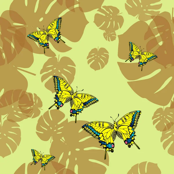 Фантастические Цветы Бабочки Бесшовный Шаблон Подходит Настенной Росписи Оберточной Бумаги — стоковое фото