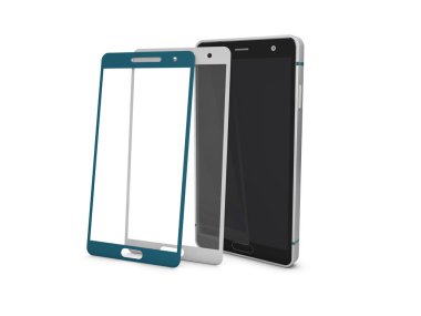 Gerçekçi smartphone. Akıllı telefon gerçekçi ekranları ayarlayın. 3D çizim mockup.