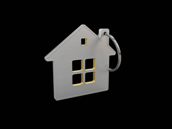 Illustration Keychain Form House Isolated Black — Stock Photo, Image