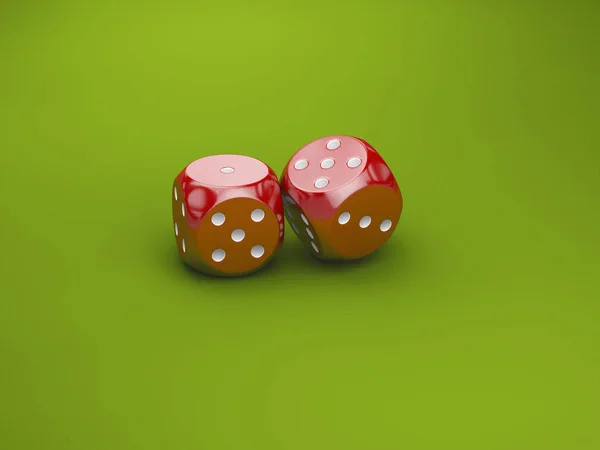 Two dice casino gambling template concept. Green background.