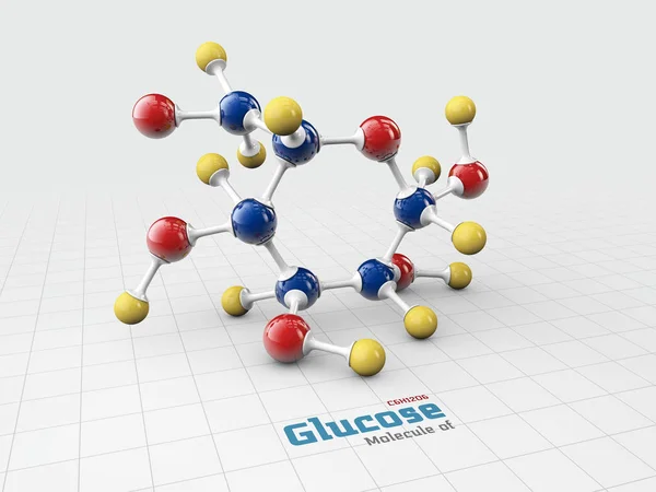 Molecule of glucose, molecular formula C6H12O6. 3d Illustration.