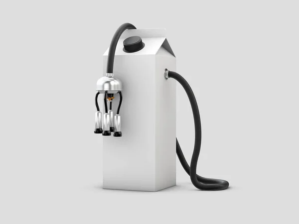 Illustration Milk Carton Milking Machine Gray Background — Stock Photo, Image