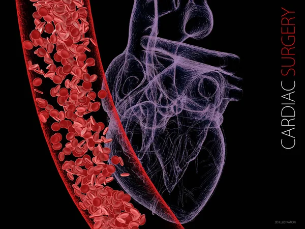 Cuore Umano Vena Con Cellule Del Sangue Grafica Poligonale Illustrazione — Foto Stock