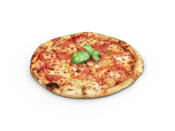 Горячая Пицца Ломтик Плавильным Сыром Изолированные Белые — стоковое фото