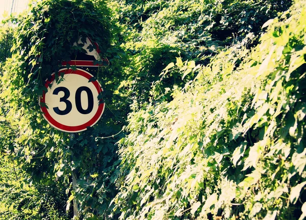 Roadside warning signs limit speed to 30 kmh. To reduce frequent accidents.