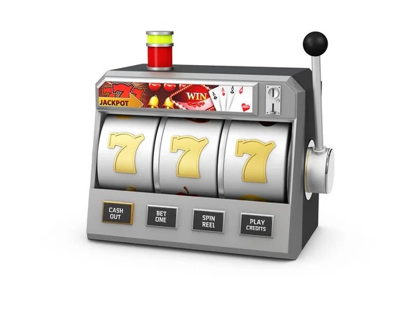 Máquina tragaperras con jackpot, concepto de Casino, Ilustración 3d — Foto de Stock