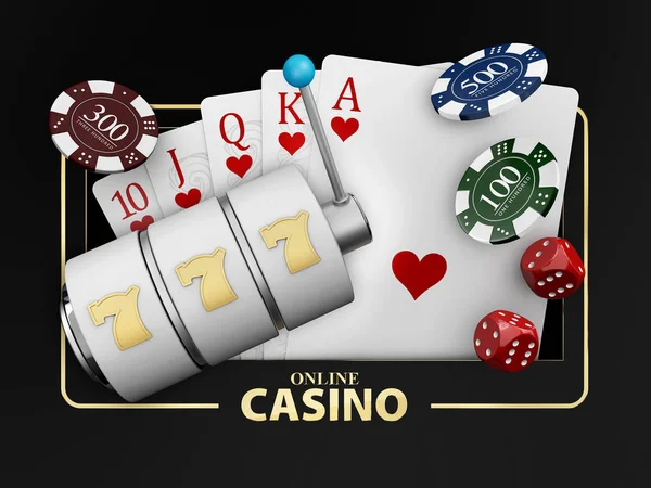 Casino Games of Fortune Conceptual Banner 3d Illustration of Casino Games Elements.