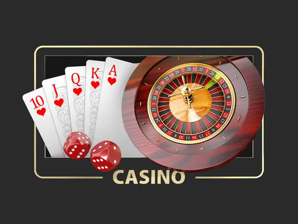 Juegos de Casino de Fortune Conceptual Banner 3d Ilustración de elementos de juegos de Casino — Foto de Stock