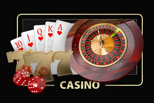 Juegos de Casino de Fortune Conceptual Banner 3d Ilustración de elementos de juegos de Casino — Foto de Stock