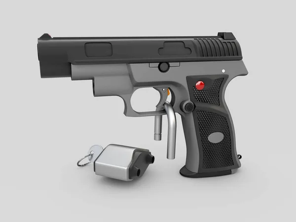 Vapenkontroll Koncept Pistol Illustration Med Hänglås Upplåsning Utlösaren — Stockfoto