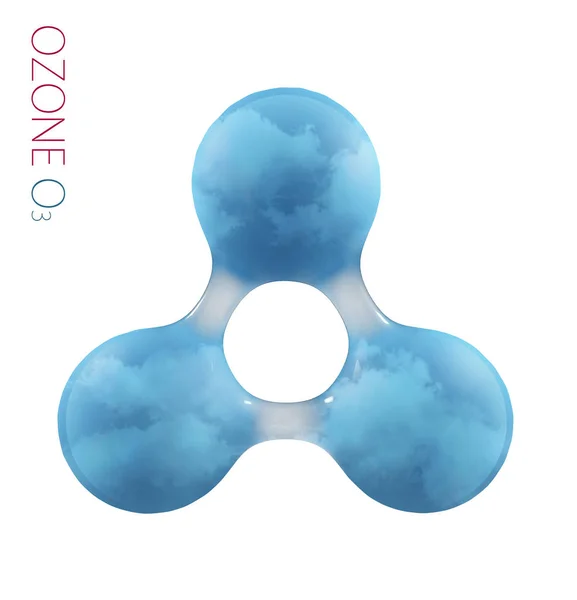 Ozônio Molécula Isolado Branco — Fotografia de Stock