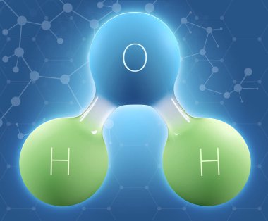 3D çizim kimyasal formülü H2o su.