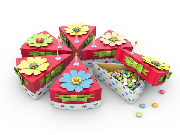 Holiday triangle Cardboard Cake or pie Box, Packaging For Food, Gift Or Other Products 3d Illustration