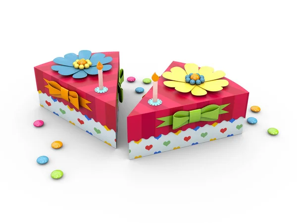Holiday triangle Cardboard Cake or pie Box, Packaging For Food, Gift Or Other Products 3d Illustration.