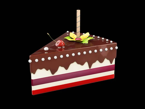 Illustrazione Dolce Cibo Cioccolato Torta Dessert Isolato Nero — Foto Stock