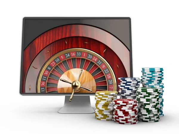 Casino Rulet Tekerlek Üstünde Perde Ile Çizim Zleyicisi Nin App — Stok fotoğraf