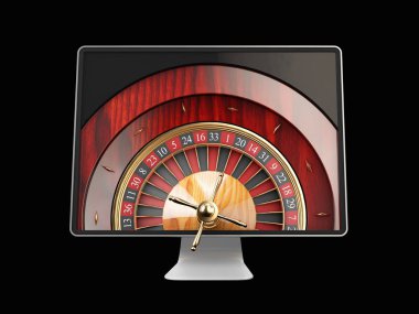 casino rulet tekerlek üstünde perde ile 3D Çizim İzleyicisi'nin. Kumar app kavramları.
