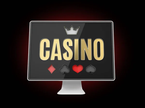 Online Casino Banner Gerçekçi Bilgisayar Monitörü Çizim — Stok fotoğraf