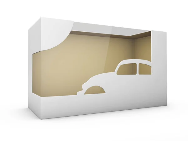 Produktkarton Kunststoffverpackung Box Mit Fenster Abbildung Isoliert Weiß — Stockfoto