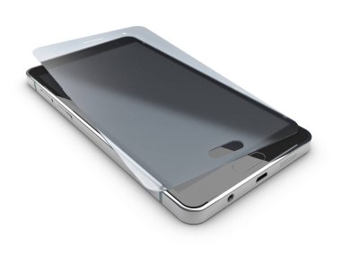 Ekran cam, telefon aksesuar 3d çizim korumak.