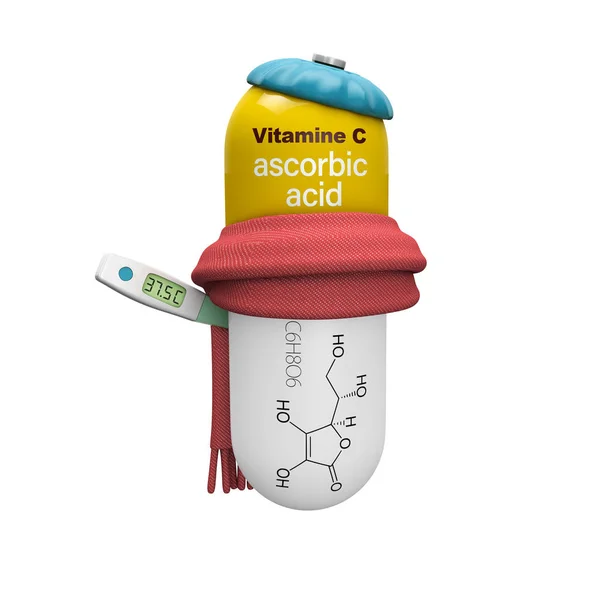 Rendering Vitamine Piller Sjuka Isolerade Vit Bakgrund Illustration — Stockfoto