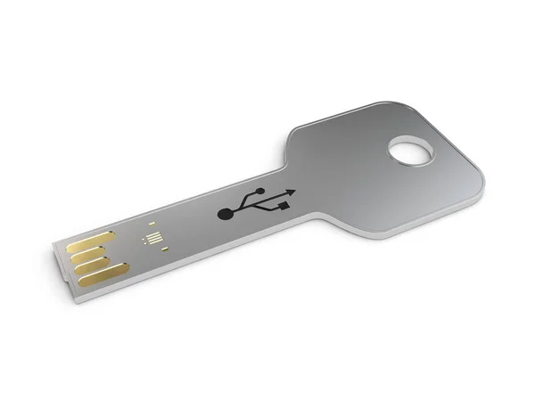 USB kaart mockup in de vorm van een sleutel, 3d illustratie. Bezoekende flashstation mock up — Stockfoto