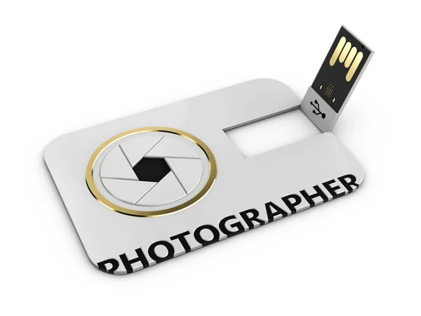 Fotograaf business flitskaart template.isolated witte achtergrond 3d illustratie — Stockfoto