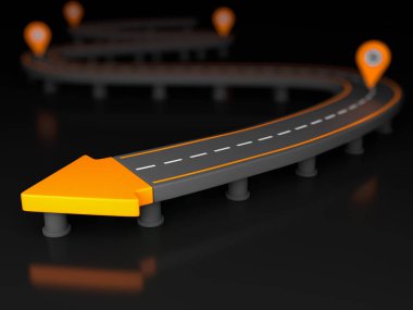 otoyol ok kontrol noktaları olan yol sonunda 3D çizimi.