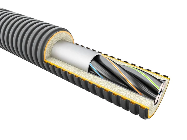 Fiber Optiska Kabeln Detalj Render Isolerade Vit — Stockfoto