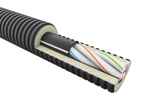 Fiber Optiska Kabeln Detalj Render Isolerade Vit — Stockfoto