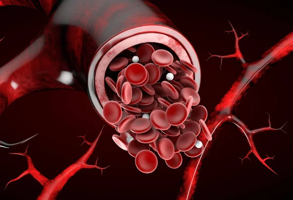 Normale Arterie Roten Blutfluss Realistische Abbildung Isolierten Hintergrund — Stockfoto