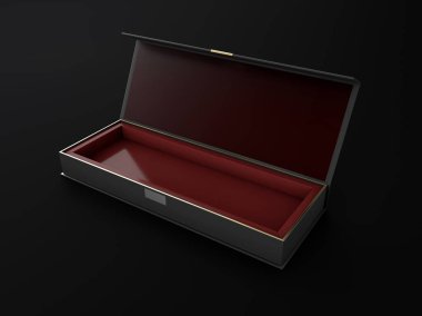 Gerçekçi açık ve kapalı boş ambalaj kutuları. 3D çizim.