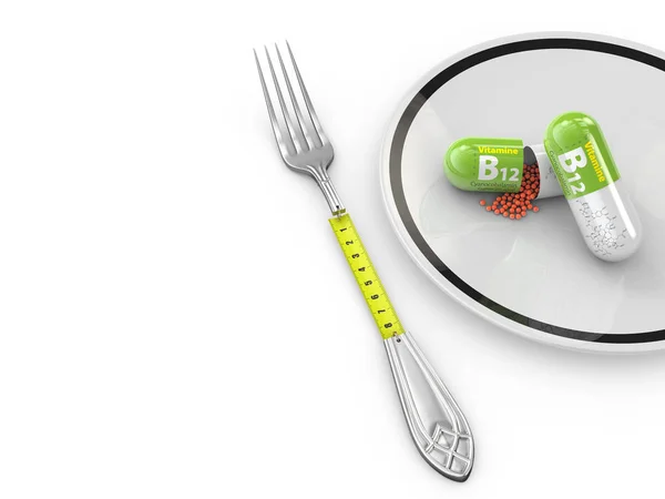 Illustration Diet Fresh Mixed Vegetables Measuring Tape — Stock Photo, Image