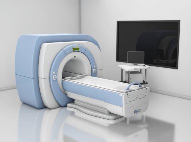 Manyetik rezonans görüntüleme aygıtı. İzole MRI tarayıcı 3d çizim.