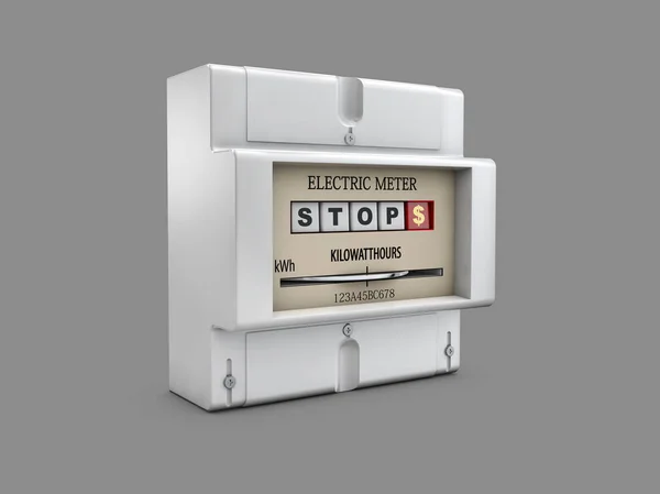 Ilustración 3d del medidor eléctrico sobre fondo gris — Foto de Stock