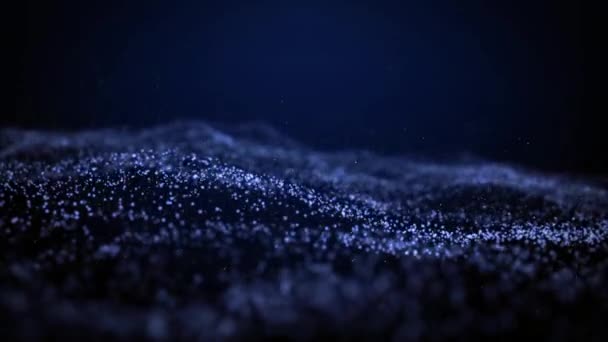 Abstraktní modré částice na černém pozadí — Stock video