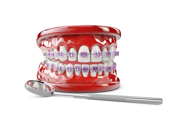 Tänder med konsoler, Dental Care koncept 3D illustration — Stockfoto