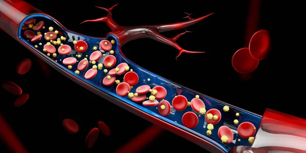 3d Illustrazione del livello di calcio nella vena del sangue — Foto Stock