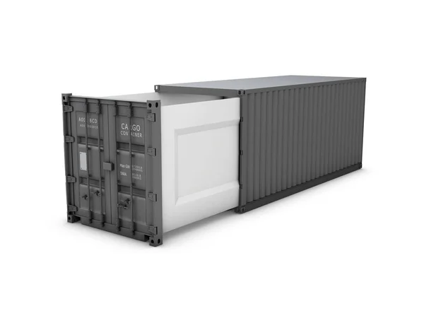 Opened shipping container, 3d Illustration isolated white — Stock Photo, Image