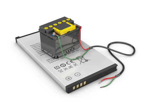 3D-illustratie van de mobiele telefoon batterij geïsoleerd wit — Stockfoto