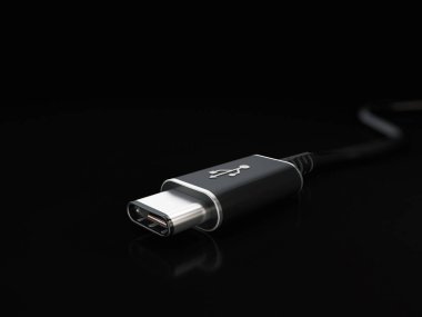 Usb Type C veya Usb 4 konektör kablo hattı art 3d İllüstrasyon