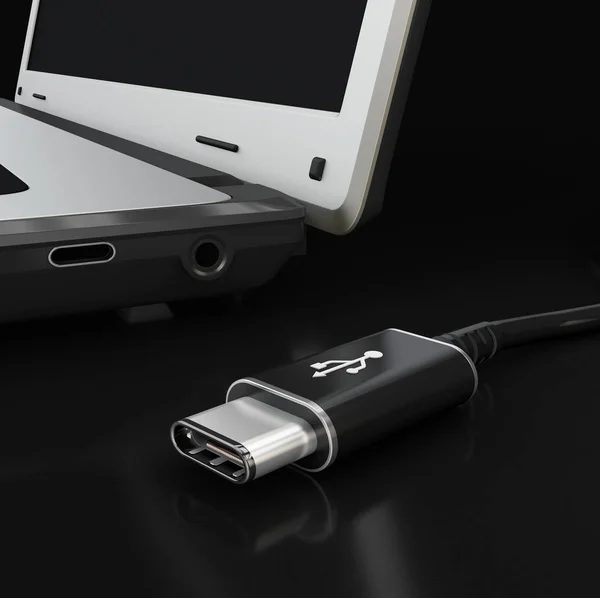 USB type C of USB 4 connector kabel lijn Art 3D illustratie — Stockfoto