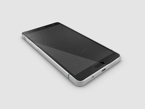 Зламаний екран мобільного телефону, 3d ілюстрація ізольовано сірий — стокове фото