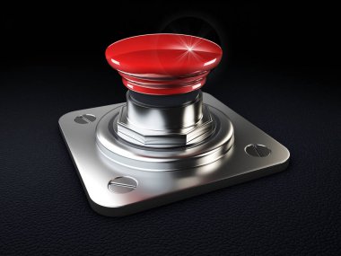 Kırmızı düğmenin 3d illüstrasyonu, kırpma yolu dahil. Yüksek çözünürlük.